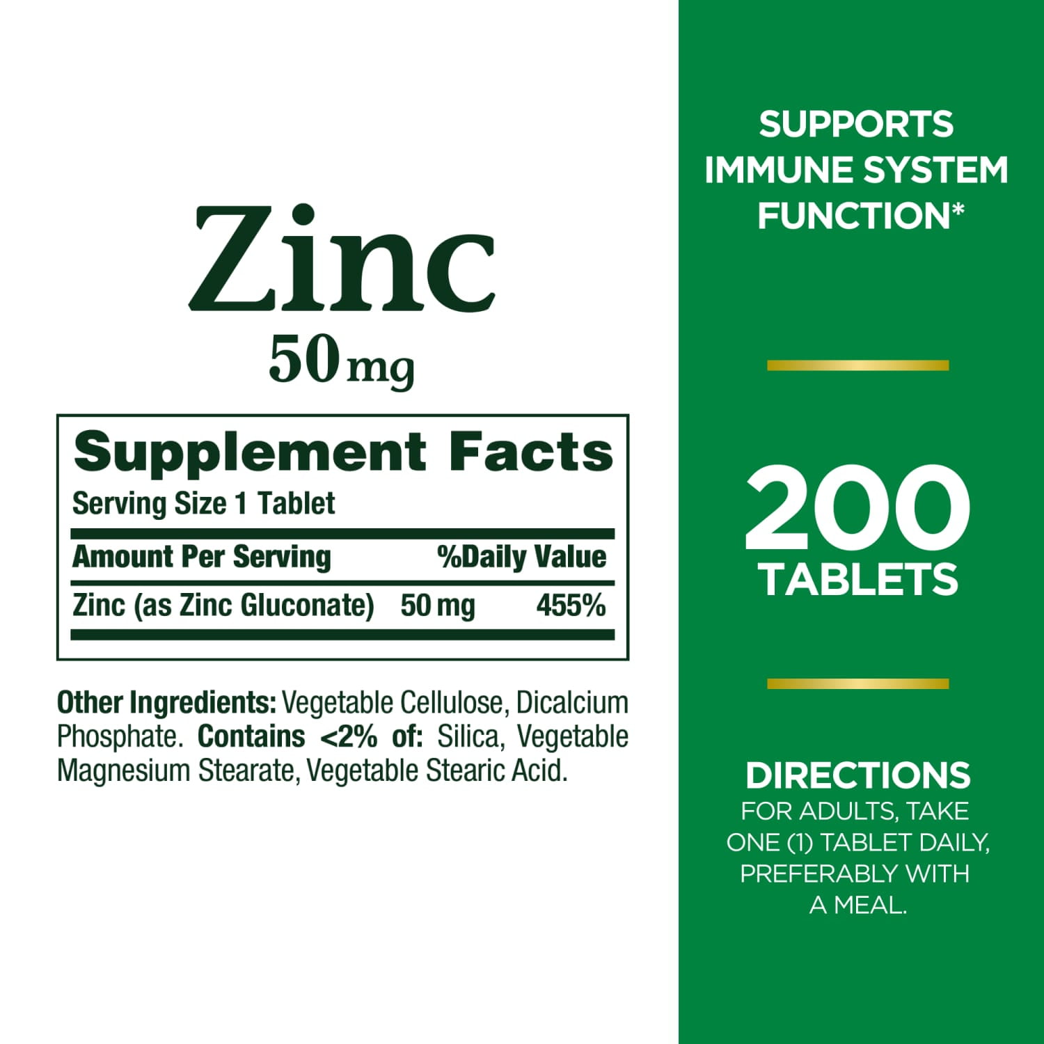 Nature s Bounty Zinc  Immune and Antioxidant Support  Dietary Supplement  50mg  Caplets  200 Ct