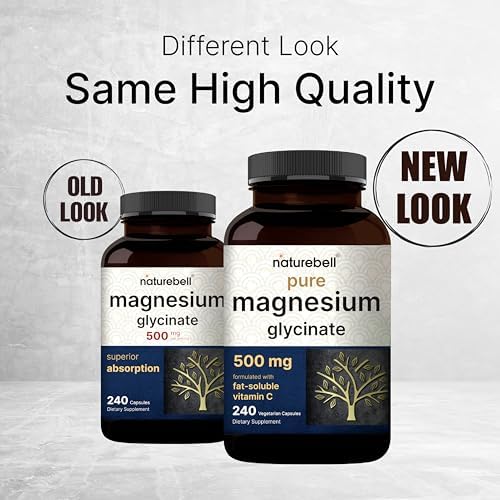 Naturebell Pure Magnesium Glycinate 500mg  240 Veggie Capsules   100  Chelated & Purified   3rd Party Tested  Vegan Friendly  Non GMO  Filler Free
