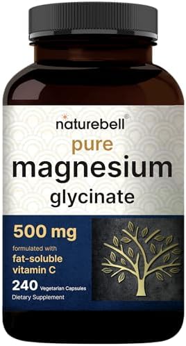 Naturebell Pure Magnesium Glycinate 500mg  240 Veggie Capsules   100  Chelated & Purified   3rd Party Tested  Vegan Friendly  Non GMO  Filler Free
