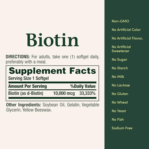 Natures Bounty Biotin Hair Skin and Nails Vitamins  Supports Healthy Hair  Skin and Nails  10 000 mcg  120 Softgels  Pack of 2