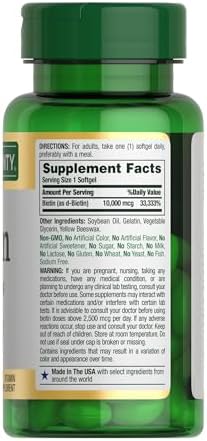 Natures Bounty Biotin Hair Skin and Nails Vitamins  Supports Healthy Hair  Skin and Nails  10 000 mcg  120 Softgels  Pack of 2