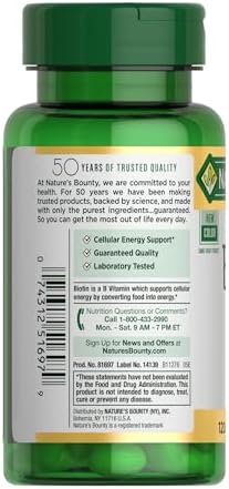 Natures Bounty Biotin Hair Skin and Nails Vitamins  Supports Healthy Hair  Skin and Nails  10 000 mcg  120 Softgels  Pack of 2