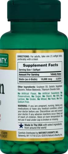 Natures Bounty Biotin Hair Skin and Nails Vitamins  Supports Healthy Hair  Skin and Nails  10 000 mcg  120 Softgels  Pack of 2
