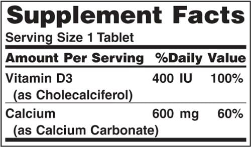 Natures Bounty Calcium Carbonate & Vitamin D  Supports Immune Health & Bone Health  600mg Calcium & 800IU Vitamin D3  250 Tablets