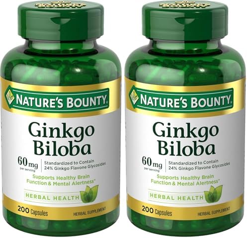 Natures Bounty Ginkgo Biloba  Supports Healthy Brain Function  Herbal Supplement  60 Mg  200 Capsules