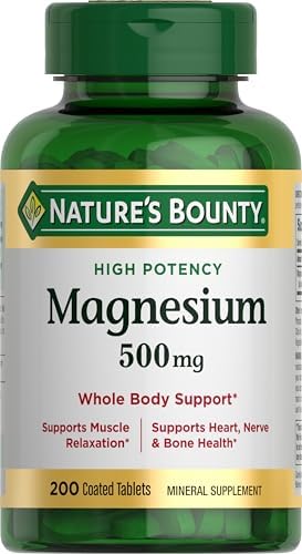 Natures Bounty Magnesium 500 mg Tablets  High Potency Magnesium Supplement for Bone & Muscle Health  Whole Body Support  200 Count  Pack of 1