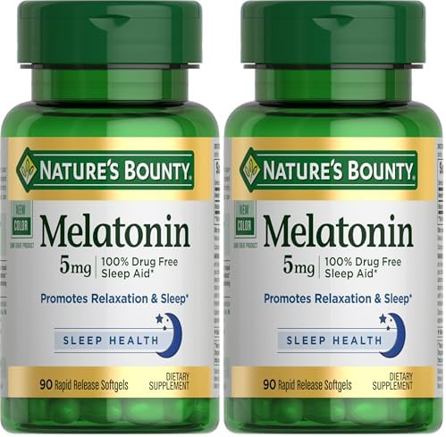 Natures Bounty Melatonin  100  Drug Free Sleep Aid  Dietary Supplement  Promotes Relaxation and Sleep Health  5mg  90 Softgels  Pack of 1