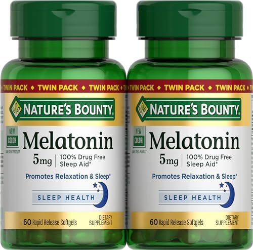 Natures Bounty Melatonin  100  Drug Free Sleep Aid  Dietary Supplement  Promotes Relaxation and Sleep Health  5mg  90 Softgels  Pack of 1