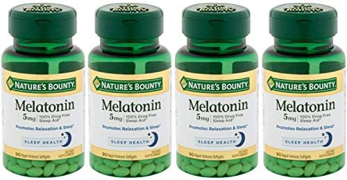 Natures Bounty Melatonin  100  Drug Free Sleep Aid  Dietary Supplement  Promotes Relaxation and Sleep Health  5mg  90 Softgels  Pack of 1