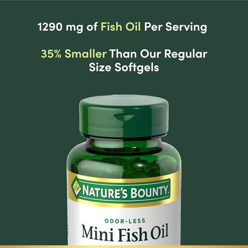 Natures Bounty Mini Fish Oil Softgels  Burpless Fish Oil Omega 3 Supplements  Supports Heart Health  90 Softgels  Pack of 1 