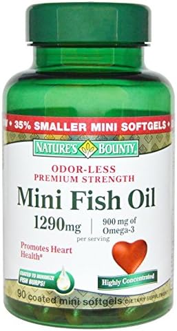 Natures Bounty Mini Fish Oil Softgels  Burpless Fish Oil Omega 3 Supplements  Supports Heart Health  90 Softgels  Pack of 1 