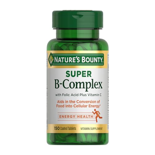 Natures Bounty Super B Complex Vitamins with Vitamin C & Folic Acid  Vitamins for Immune & Cellular Energy Support  150 Tablets