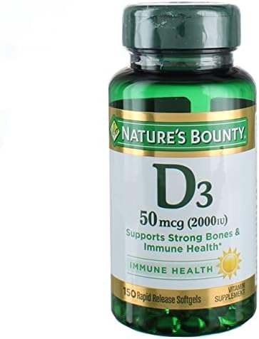 Natures Bounty Vitamin D3 2000 IU   Supports Immune Health  Calcium Absorption & Bone Strength   Essential for Healthy Bones   Non GMO  No Gluten   350 Softgels  1 Serving Per Day for Daily Health