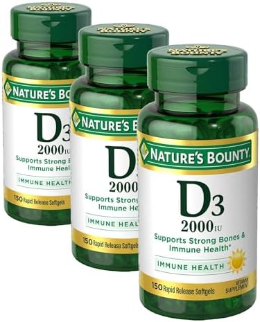 Natures Bounty Vitamin D3 2000 IU   Supports Immune Health  Calcium Absorption & Bone Strength   Essential for Healthy Bones   Non GMO  No Gluten   350 Softgels  1 Serving Per Day for Daily Health