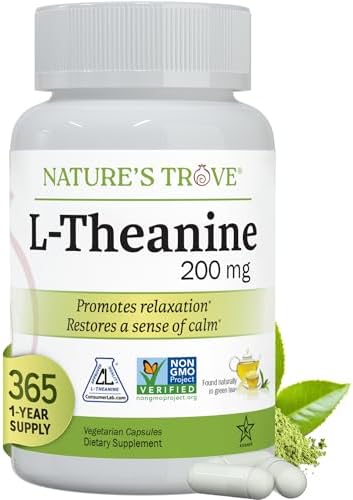 Natures Trove L Theanine 200mg Super Value Size   365 Vegetarian Capsules