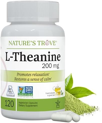 Natures Trove L Theanine 200mg Super Value Size   365 Vegetarian Capsules