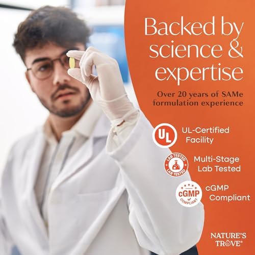 Natures Trove SAM e 400mg 30 Enteric Coated Caplets  Vegan  Kosher  Non GMO  Soy Free  Gluten Free   Mood and Joint Support   Cold Form Blister Packed 