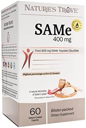 Natures Trove SAM e 400mg 30 Enteric Coated Caplets  Vegan  Kosher  Non GMO  Soy Free  Gluten Free   Mood and Joint Support   Cold Form Blister Packed 