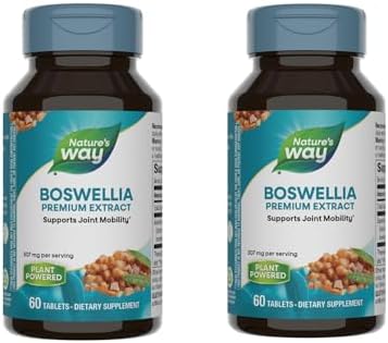 Natures Way Boswellia Premium Extract  Supports Joint Mobility   307 mg Boswellia serrata Extract per Serving  Frankincense Supplement  Gluten Free & Vegan   60 Tablets  Packaging May Vary    2 Pack