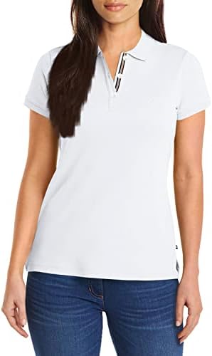 Nautica Womens 3 Button Short Sleeve Breathable 100  Cotton Polo Shirt