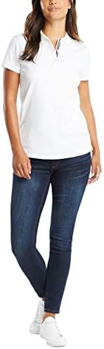 Nautica Womens 3 Button Short Sleeve Breathable 100  Cotton Polo Shirt