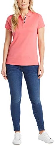 Nautica Womens 3 Button Short Sleeve Breathable 100  Cotton Polo Shirt