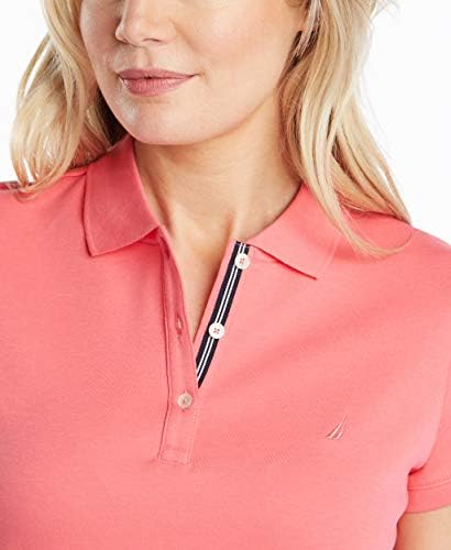 Nautica Womens 3 Button Short Sleeve Breathable 100  Cotton Polo Shirt