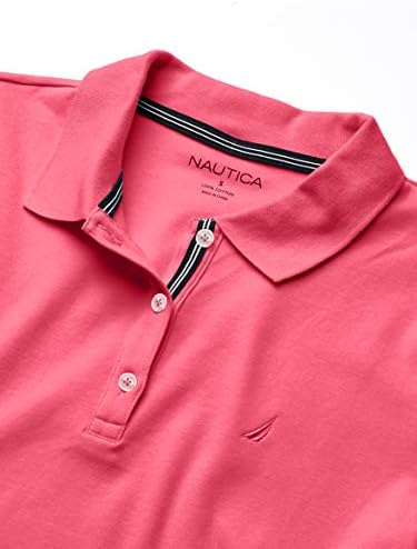 Nautica Womens 3 Button Short Sleeve Breathable 100  Cotton Polo Shirt