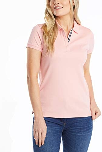 Nautica Womens 3 Button Short Sleeve Breathable 100  Cotton Polo Shirt