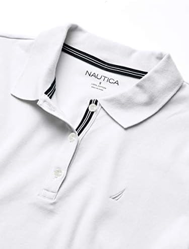 Nautica Womens 3 Button Short Sleeve Breathable 100  Cotton Polo Shirt