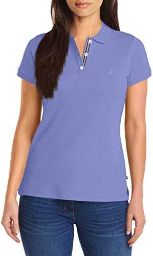 Nautica Womens 3 Button Short Sleeve Breathable 100  Cotton Polo Shirt