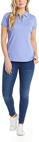 Nautica Womens 3 Button Short Sleeve Breathable 100  Cotton Polo Shirt