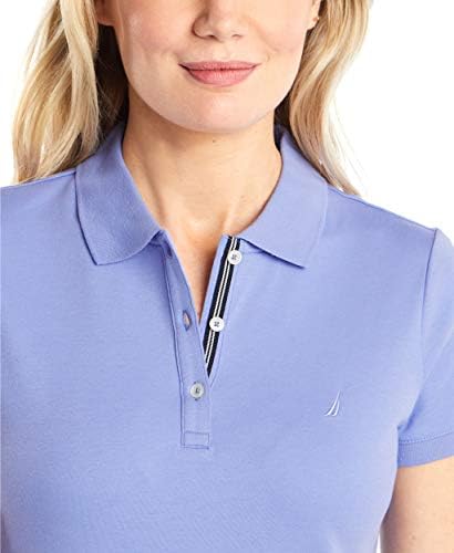 Nautica Womens 3 Button Short Sleeve Breathable 100  Cotton Polo Shirt