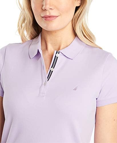 Nautica Womens 3 Button Short Sleeve Breathable 100  Cotton Polo Shirt
