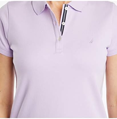 Nautica Womens 3 Button Short Sleeve Breathable 100  Cotton Polo Shirt