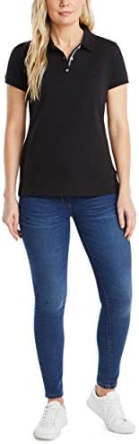 Nautica Womens 3 Button Short Sleeve Breathable 100  Cotton Polo Shirt