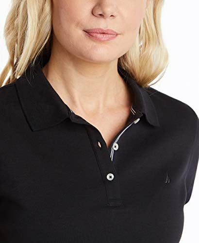 Nautica Womens 3 Button Short Sleeve Breathable 100  Cotton Polo Shirt
