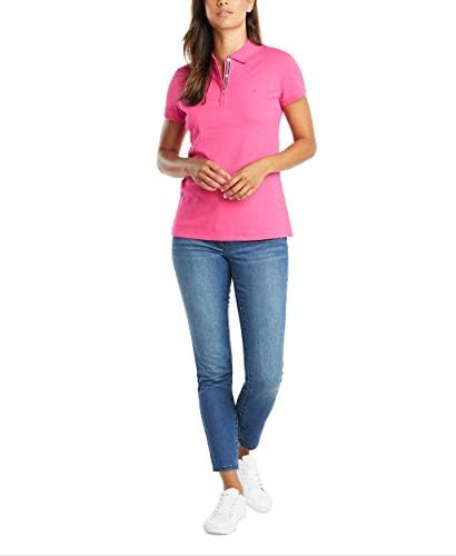 Nautica Womens 3 Button Short Sleeve Breathable 100  Cotton Polo Shirt