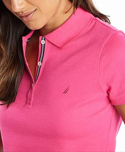 Nautica Womens 3 Button Short Sleeve Breathable 100  Cotton Polo Shirt