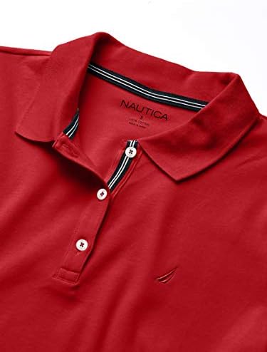 Nautica Womens 3 Button Short Sleeve Breathable 100  Cotton Polo Shirt