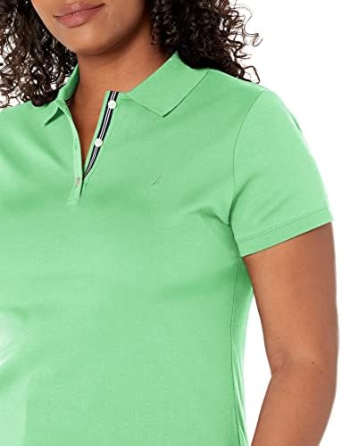 Nautica Womens 3 Button Short Sleeve Breathable 100  Cotton Polo Shirt