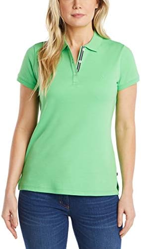 Nautica Womens 3 Button Short Sleeve Breathable 100  Cotton Polo Shirt