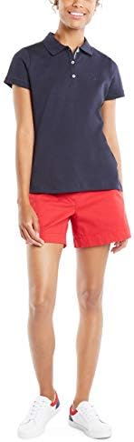 Nautica Womens 3 Button Short Sleeve Breathable 100  Cotton Polo Shirt