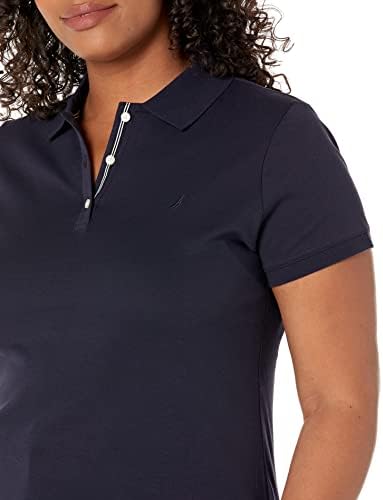 Nautica Womens 3 Button Short Sleeve Breathable 100  Cotton Polo Shirt