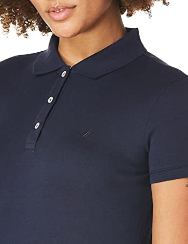 Nautica Womens 3 Button Short Sleeve Breathable 100  Cotton Polo Shirt