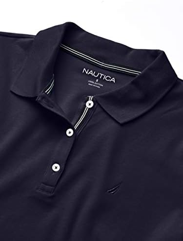 Nautica Womens 3 Button Short Sleeve Breathable 100  Cotton Polo Shirt