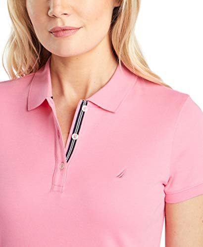 Nautica Womens 3 Button Short Sleeve Breathable 100  Cotton Polo Shirt