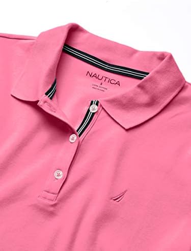 Nautica Womens 3 Button Short Sleeve Breathable 100  Cotton Polo Shirt