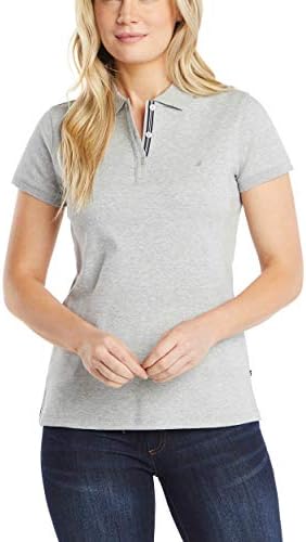 Nautica Womens 3 Button Short Sleeve Breathable 100  Cotton Polo Shirt