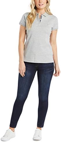 Nautica Womens 3 Button Short Sleeve Breathable 100  Cotton Polo Shirt
